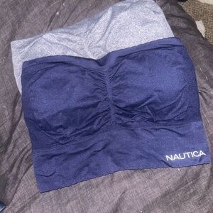 Nautica Navy Blue and Grey Bandeau Top